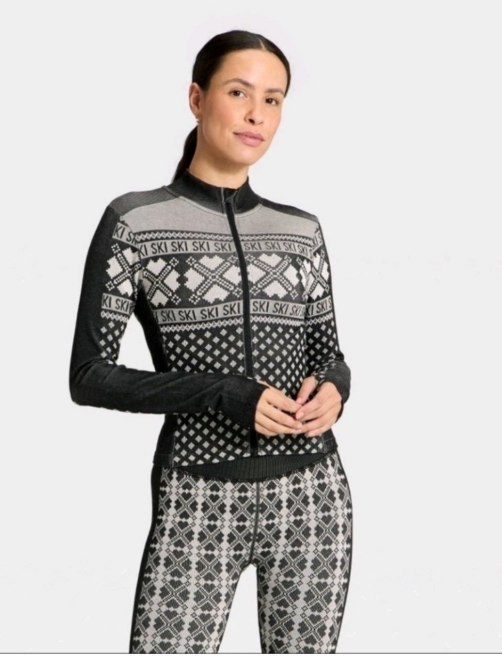 All in Motion | Seamless Fair Isle Printed Full Zip Jacket - NWT Sz XL